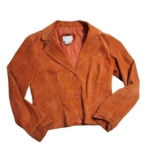 Live A Little Womens‎ Size Medium Orange 100% Leather Long Sleeve Jacket